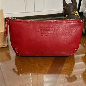 Coach Cherry Red Leather Makeup Bag